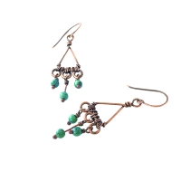 Green Chimes Copper Earrings